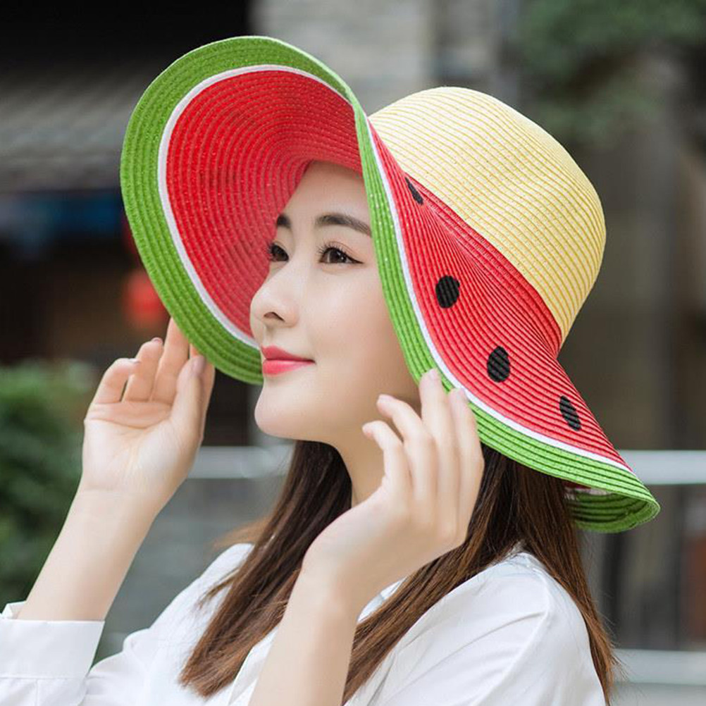 Sun Hat Wide Brim - Sombrero de Paja de Sandía para