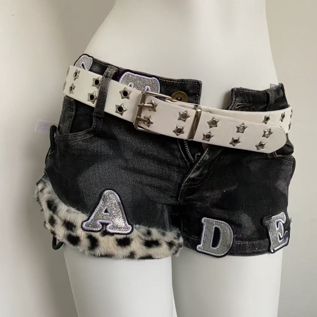 Summer Clothing Vintage - Y2k-pantalones cortos vaqueros con parches bordados