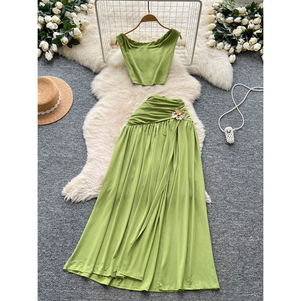 Summer Clothing Vintage - Chic vintage sin mangas dividido delgado