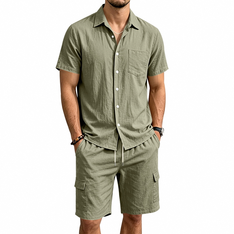 Linen Shorts Men - Conjunto de Dos Piezas de Lino