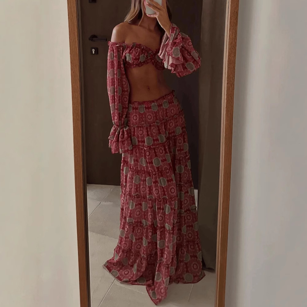Conjunto de Dos Piezas con Fal - Summer Clothing Vintage reseña y precio